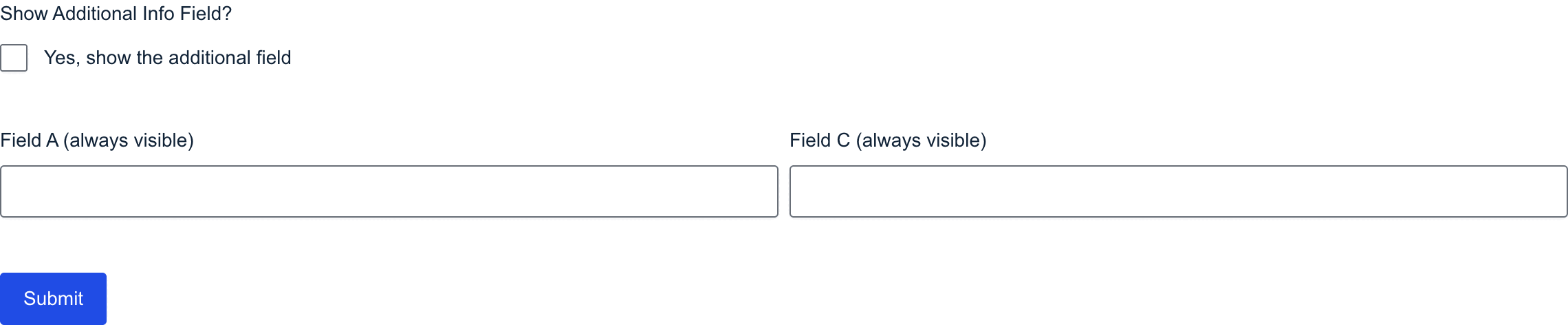 Fixed: only Field B toggles, Field A and C stay put