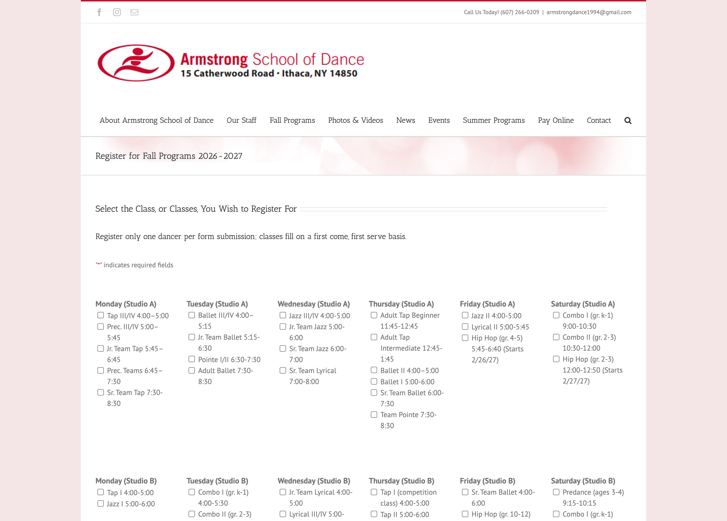 Reference: Armstrong School of Dance registration form
